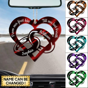From Our First Kiss Till Our Last Breath Couple Rings Personalized Car Hang Ornament