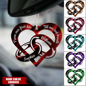 From Our First Kiss Till Our Last Breath Couple Rings Personalized Car Hang Ornament