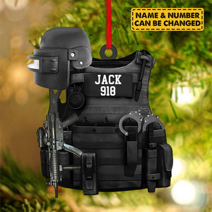 Personalized Ornament Gift For Swat Police - Swat Police Bulletproof Gun 2 Sided Ornament