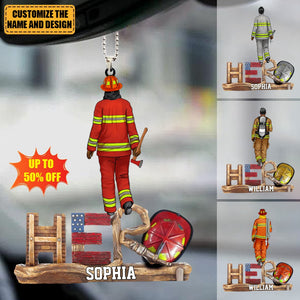 Firefighter - The Hero, Personalized Acrylic Custom Shape Christmas/Car Ornament, Gift For Firefighter