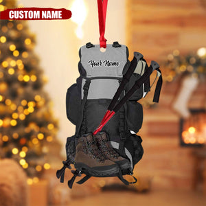 Hiking Bag - Personalized Acrylic Christmas / Car Ornament - Gift For Hiking Lover