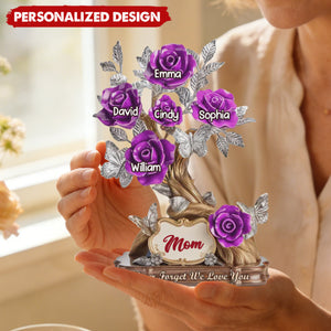 Personalized Family Tree Rose Acrylic Plaque - Gifts For Mom, Grandma