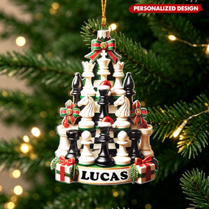 Personalized Chess Tree Christmas Acrylic Ornament - Gift For Chess Player