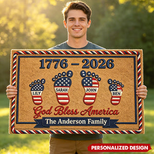 Personalized 1776-2026 Family Footprint Doormat - Gift for USA 250th Anniversary