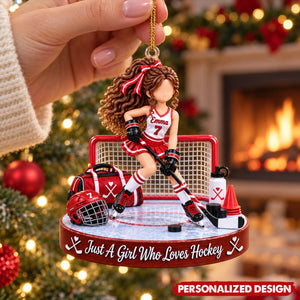 Female Ice Hockey Player Personalized Christmas Ornament