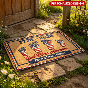 Personalized 1776-2026 Family Footprint Doormat - Gift for USA 250th Anniversary