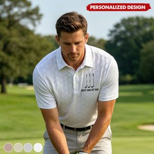 Personalized “Best Dad By Par” Golf Polo Shirt with Kids Names- Gift for father or grandpa