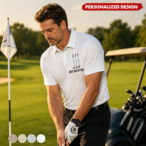 Personalized “Best Dad By Par” Golf Polo Shirt with Kids Names- Gift for father or grandpa