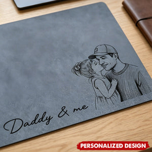 Personalized Photo Leather Desk Mat - Sentimental Workspace Gift for Dad