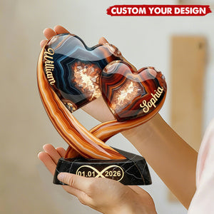 Together Forever - Personalized Two Heart Couple Plaque