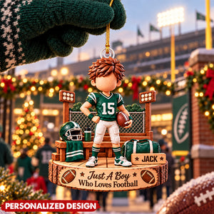 Personalized Football Player Acrylic Christmas Ornament - Custom Jersey Number