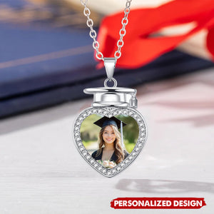 Personalized Photo Heart Necklace – Graduation Gift for Her