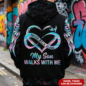Never Walk Alone My Love Walks With Me Personalized All Over Print Hoodie