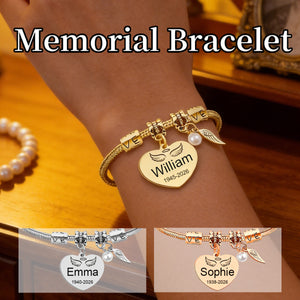 Always In My Heart, Personalized Pearl Wings Memorial Bracelet