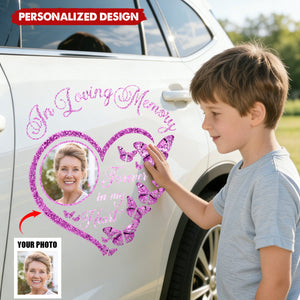 Personalized In Loving Memory Photo Heart Butterfly Decal Custom Memorial Sticker