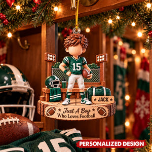 Personalized Football Player Acrylic Christmas Ornament - Custom Jersey Number