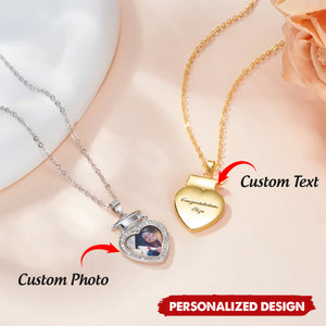 Personalized Photo Heart Necklace – Graduation Gift for Her