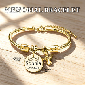 Always In My Heart, Personalized Angel Memorial Bracelet