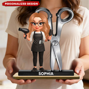 Personalized Cartoon Hairdressers Wooden Plaque – Gift For Male Or Female Hairdressers