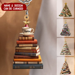 Personalized Name Book Keychain, Reading Book Gift, Library Book Store Acrylic Keychain