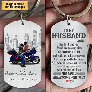 Personalized Biker Husband Keychain- Gift Idea For Husband