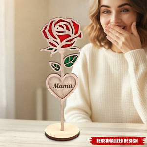 Personalized Wooden Rose desktop decor - Mother's Day Gift