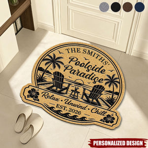 Personalized Poolside Doormat Tropical Pool Patio Welcome Mat
