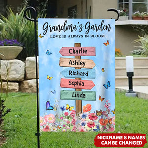 Where Love Grows Personalized Flag - Grandma Mom's Garden Butterflies