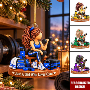 Fitness Lady Customized Acrylic Christmas Keepsake - Ornament Gym Enthusiast Gift