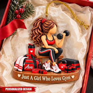 Fitness Lady Customized Acrylic Christmas Keepsake - Ornament Gym Enthusiast Gift