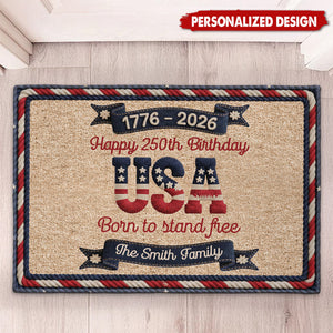 Personalized USA 250th Birthday Door Mat - Custom Family Surname
