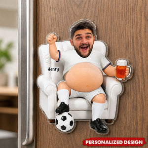 Personalized Funny Soccer Fan Man Custom Photo Acrylic Fridge Magnet
