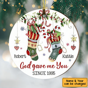 Gift For Couple God Gave Me You Circle Ornament
