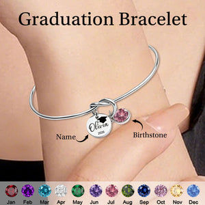 Personalized Graduation Birthstone Bracelet, Class of 2026