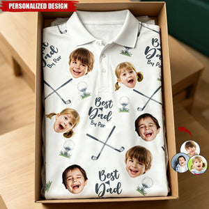 Personalized Kids Faces All‑Over Print Golf Shirt - Father’s Day Gift for Golf‑Loving Dad