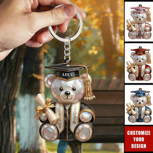 Personalized Class Of Graduation Bear Keychain, Gift For Students