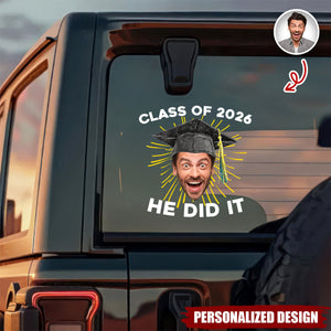 Personalized Funny Face Graduation Decal - 2026 Graduation Gift for Him/Her