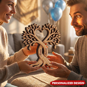 Personalized Couple Names Infinity Heart Tree of Life Wooden Decor -Couple Anniversary Gift