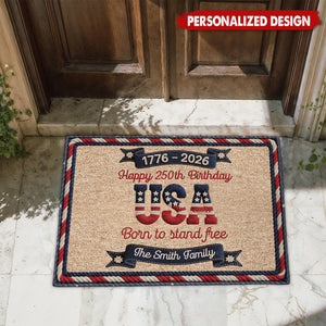 Personalized USA 250th Birthday Door Mat - Custom Family Surname