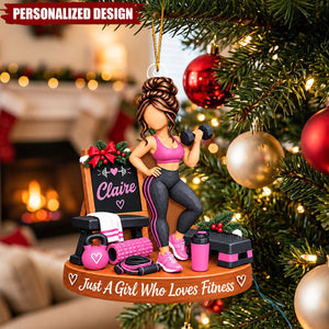 Weightlifting Girl Personalized Acrylic Ornament - Christmas Tree Hanging Decor