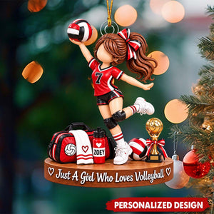 Volleyball Girl Spiking Pose Personalized Acrylic Ornament - Custom Name Sports Gift