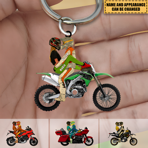 Personalized Riding Couple Acrylic Keychain - Gifts for Motorcycle lovers