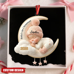 Custom Baby's First Christmas Ornament, Moon Acrylic Keepsake