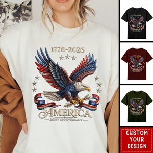 250th Anniversary America Patriotic T-Shirt, Bald Eagle American Flag Tee