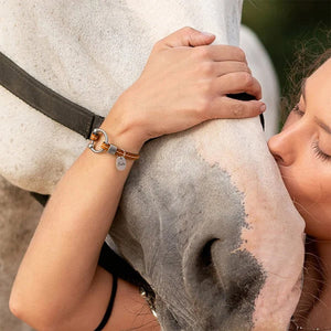 Personalized Equestrian Horsebit Leather Magnetic Bracelet with Name