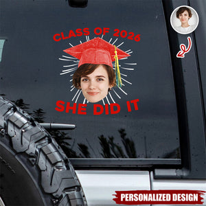 Personalized Funny Face Graduation Decal - 2026 Graduation Gift for Him/Her