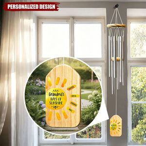 Personalized Grandma's Rays of Sunshine Wind Chime - Grandchildren Names Gift for Grandma