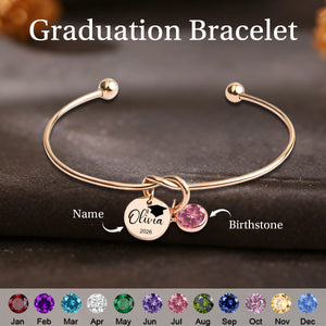Personalized Graduation Birthstone Bracelet, Class of 2026