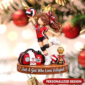 Volleyball Girl Spiking Pose Personalized Acrylic Ornament - Custom Name Sports Gift
