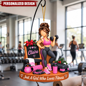 Weightlifting Girl Personalized Acrylic Ornament - Christmas Tree Hanging Decor